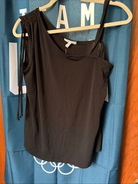 Maurices Black One-Shoulder Tank with Tie Detail